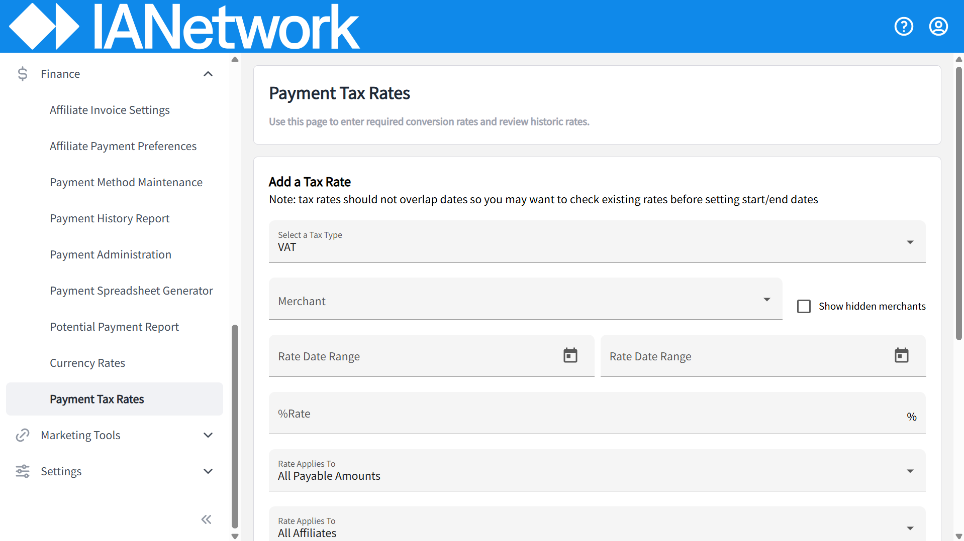screenshot of Income Access